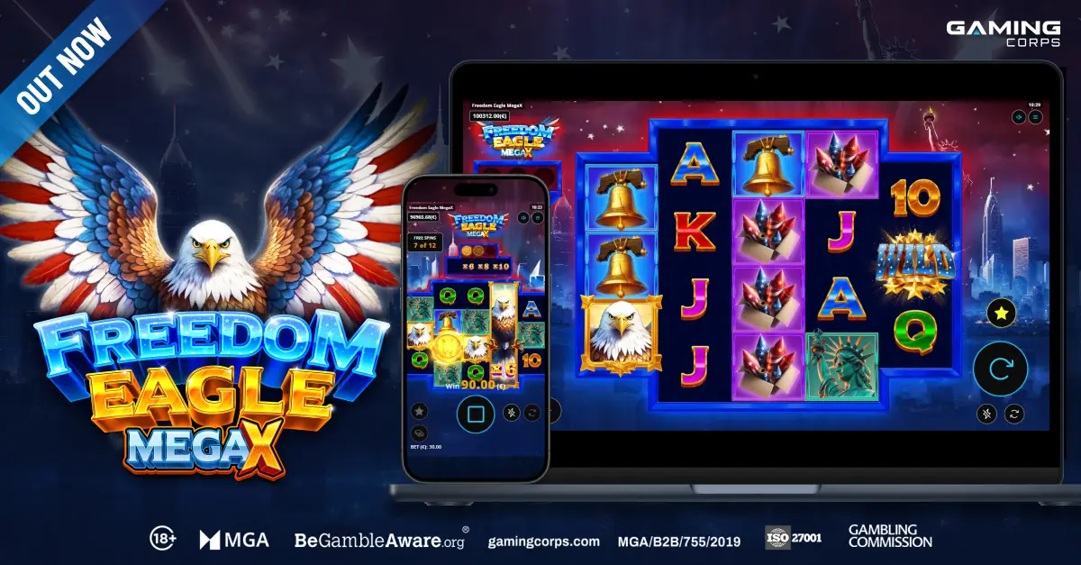 Patriotic thrills, stacked multipliers, and progressive Free Spins combine in Gaming Corps’ latest high-volatility slot release.