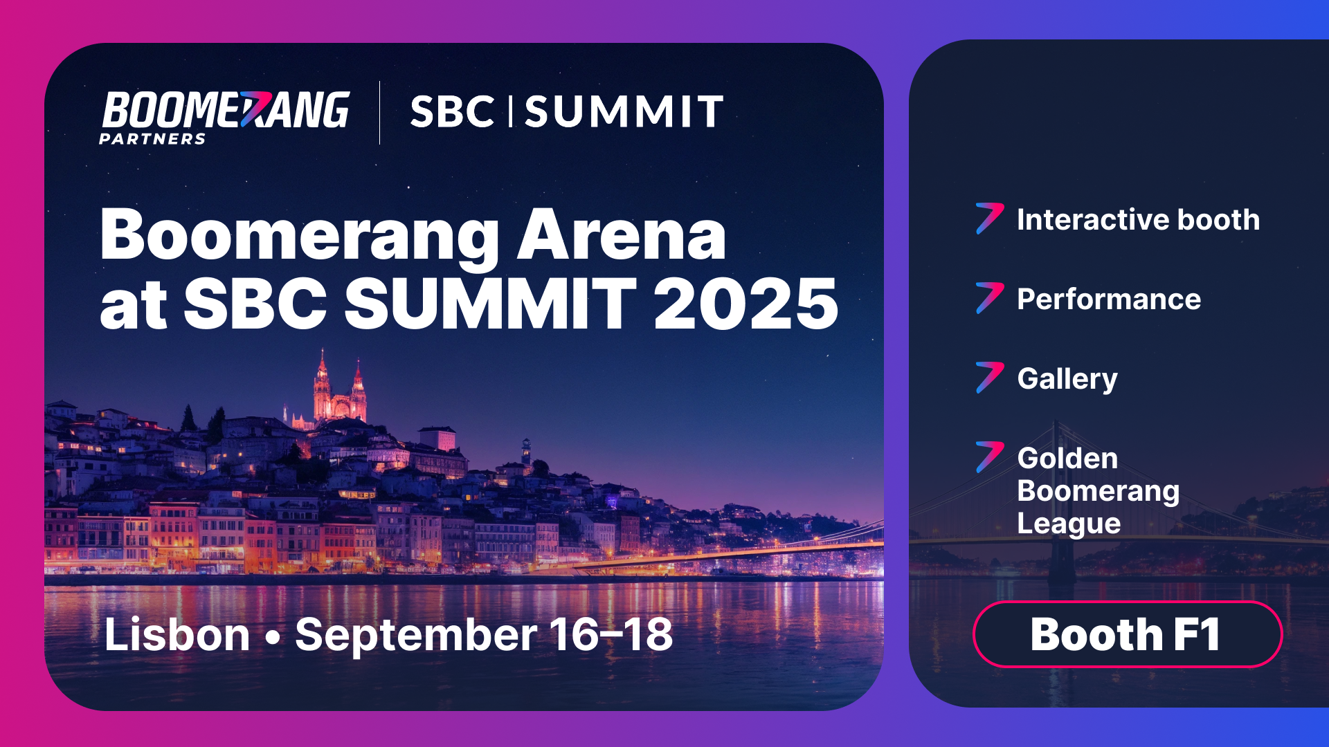 Boomerang Partners will showcase a unique ‘Boomerang Arena’ concept, along with its brand portfolio at SBC Summit 2025