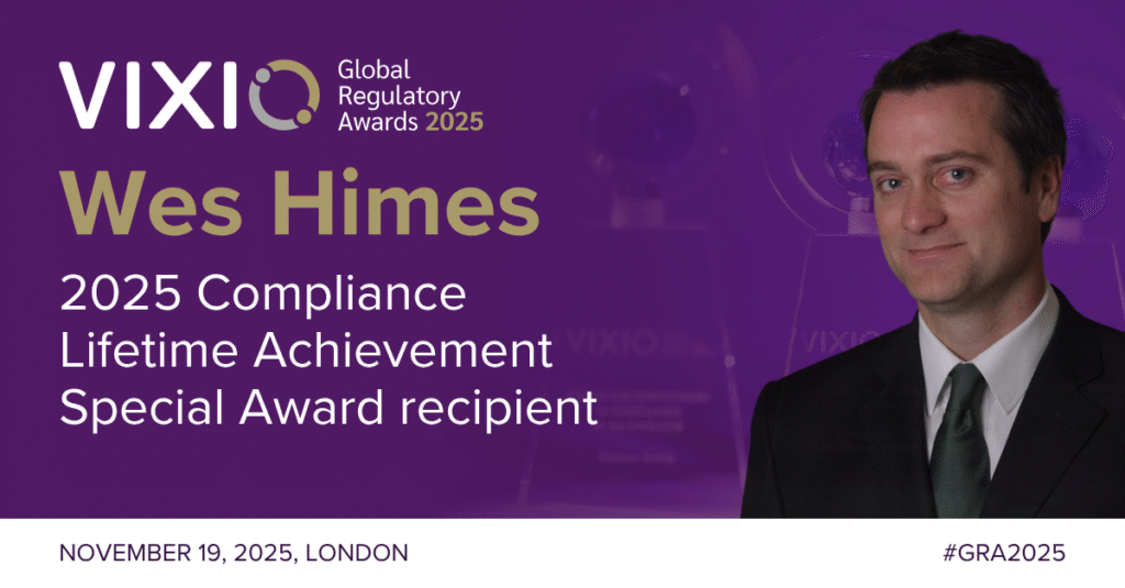 Vixio names Wes Himes as the 2025 Compliance Lifetime Achievement Award recipient, honouring his 25-year impact on gambling regulation and industry standards.